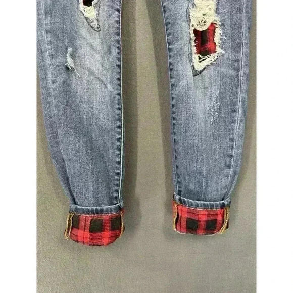 Judy Blue Skinny Fit Jeans Womens Size 7/28 Buffalo Plaid Distressed JB82167MD - Picture 7 of 12